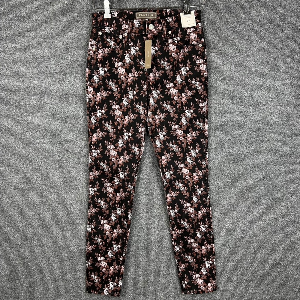 NEW J.Crew Point Sur Straight Jeans 27 Black Floral 10" Hightower
